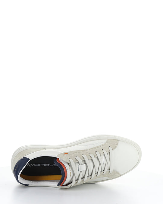 11218 3499AM WHITE/NAVY LEATHER/SUEDE