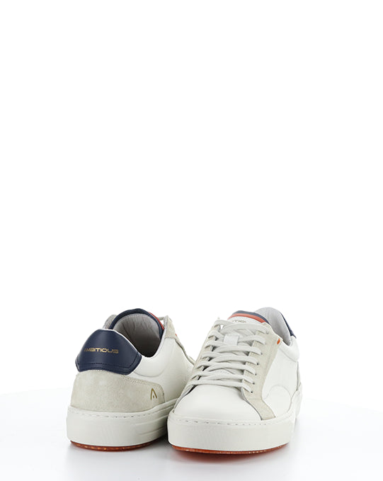 11218 3499AM WHITE/NAVY LEATHER/SUEDE