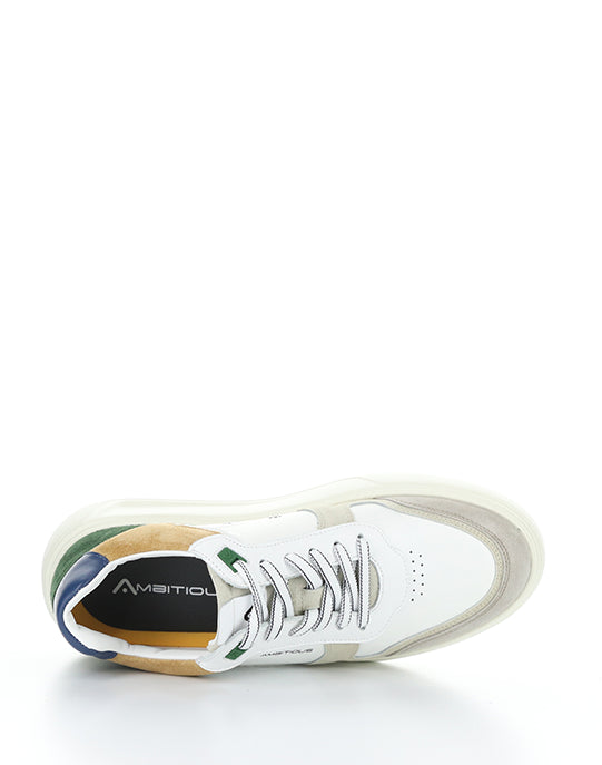13449 11201AM BEIGE/OFFWHT/GRN LEATHER/SUEDE