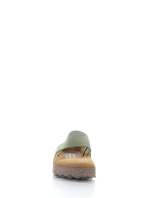 Cana176Asp 010 Cognac/Dkgrn Faux Suede