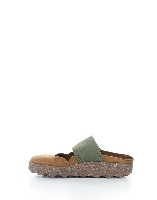 Cana176Asp 010 Cognac/Dkgrn Faux Suede