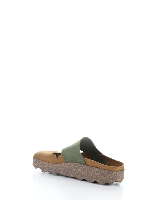 Cana176Asp 010 Cognac/Dkgrn Faux Suede