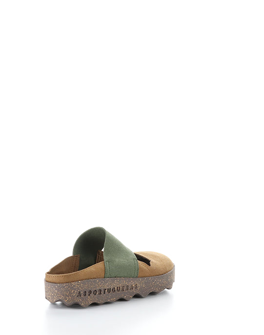 Cana176Asp 010 Cognac/Dkgrn Faux Suede