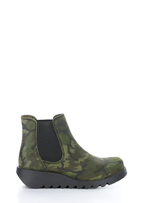 Salv195Fly 065 Military Green Camouflage Printed Leather