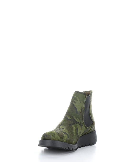 Salv195Fly 065 Military Green Camouflage Printed Leather