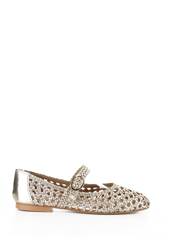 Wilda Gold Woven Leather