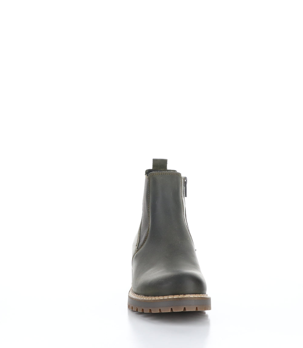 CORRIN Olive Zip Up Ankle Boots|CORRIN Bottines avec Fermeture Zippée in Vert