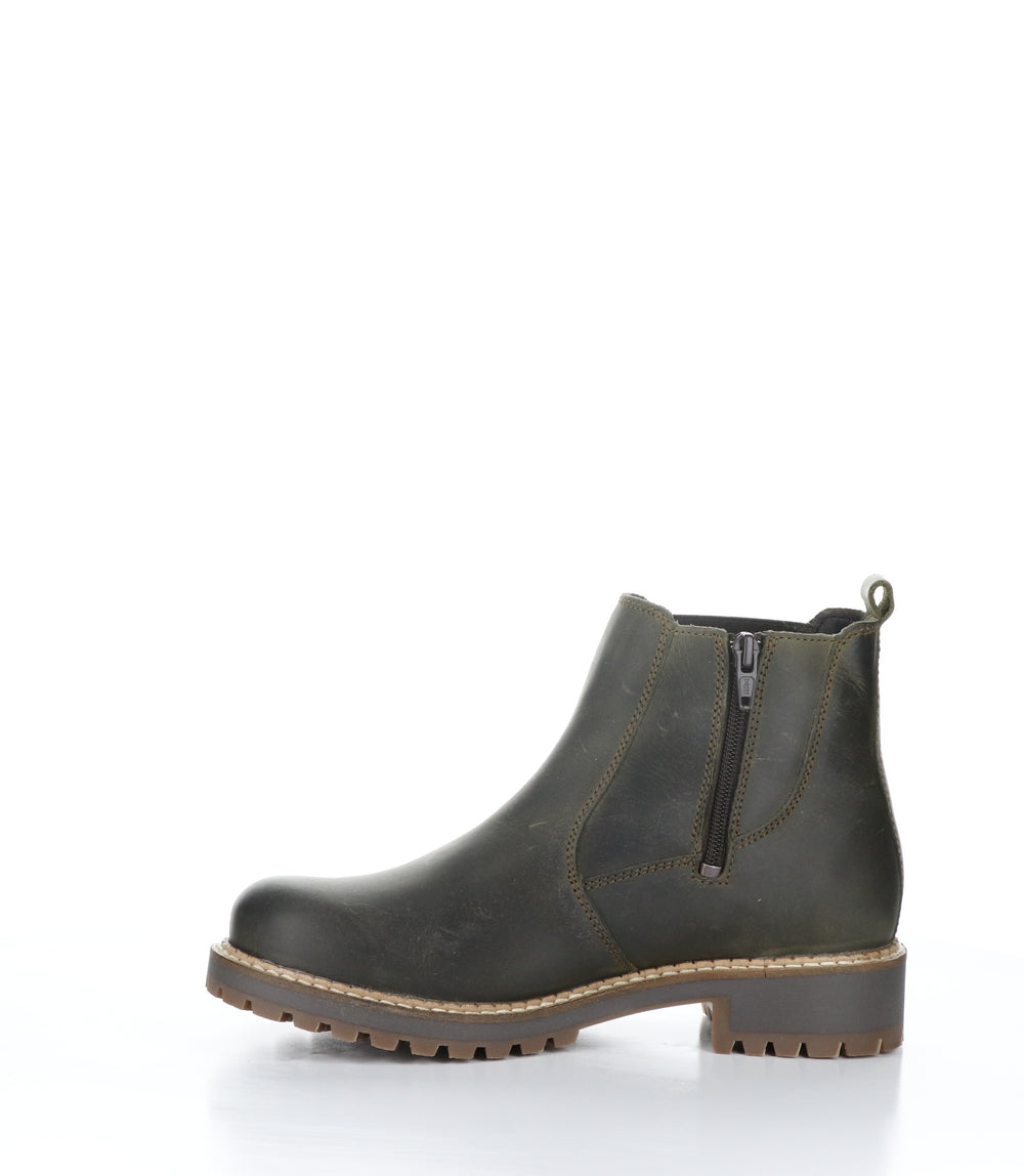 CORRIN Olive Zip Up Ankle Boots|CORRIN Bottines avec Fermeture Zippée in Vert