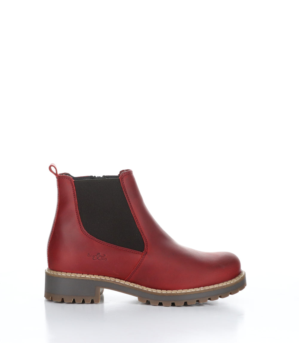 CORRIN Red Zip Up Ankle Boots|CORRIN Bottines avec Fermeture Zippée in Rouge