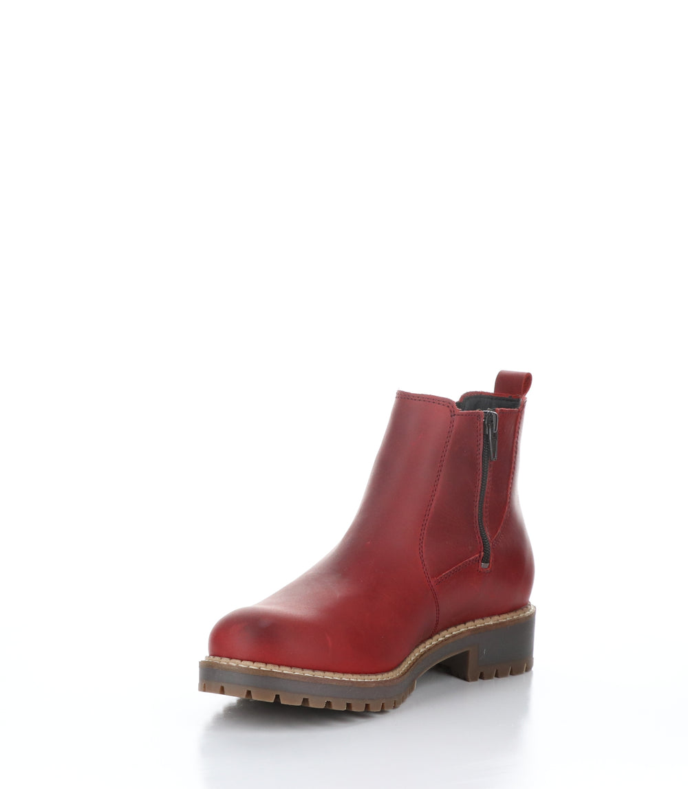CORRIN Red Zip Up Ankle Boots|CORRIN Bottines avec Fermeture Zippée in Rouge