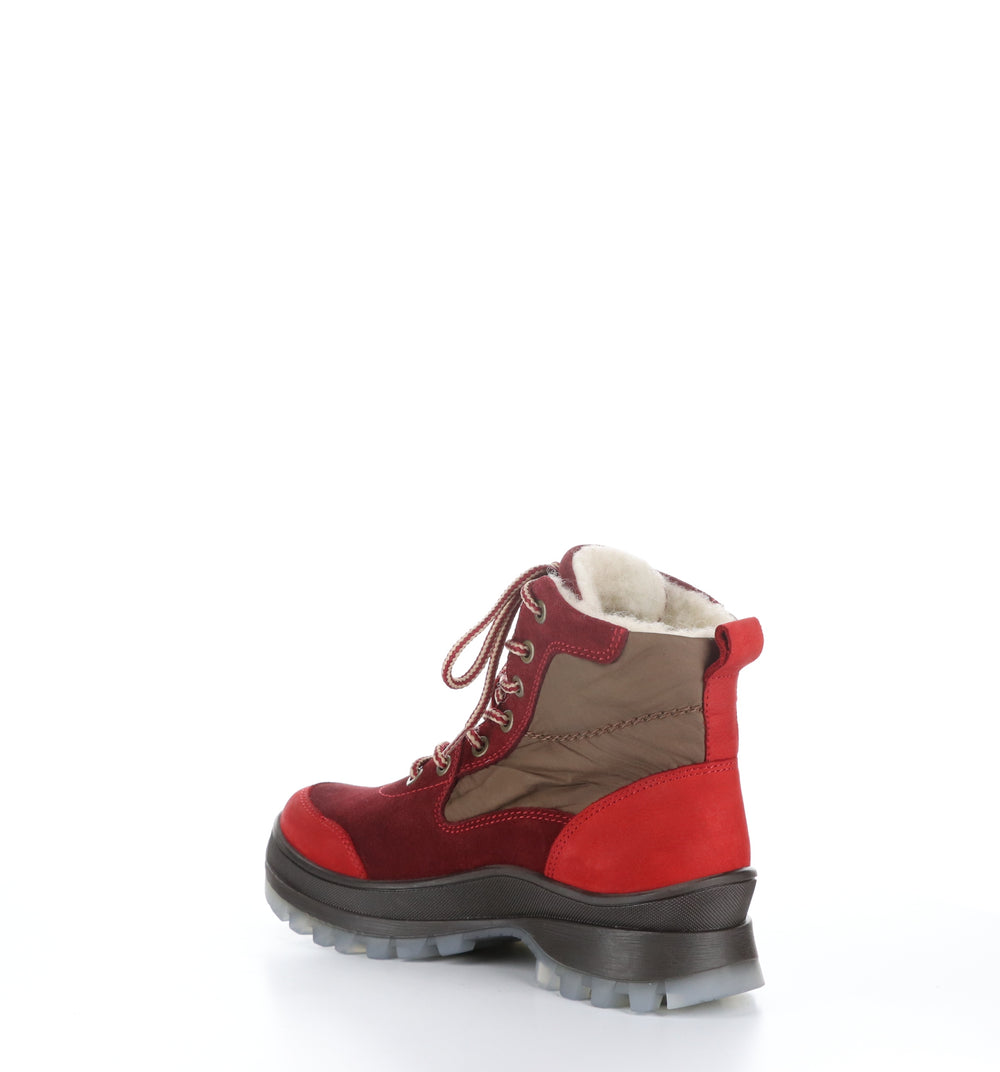 DACKS Red/Sangria/Tan Round Toe Ankle Boots|DACKS Bottines à Bout Rond in Rouge