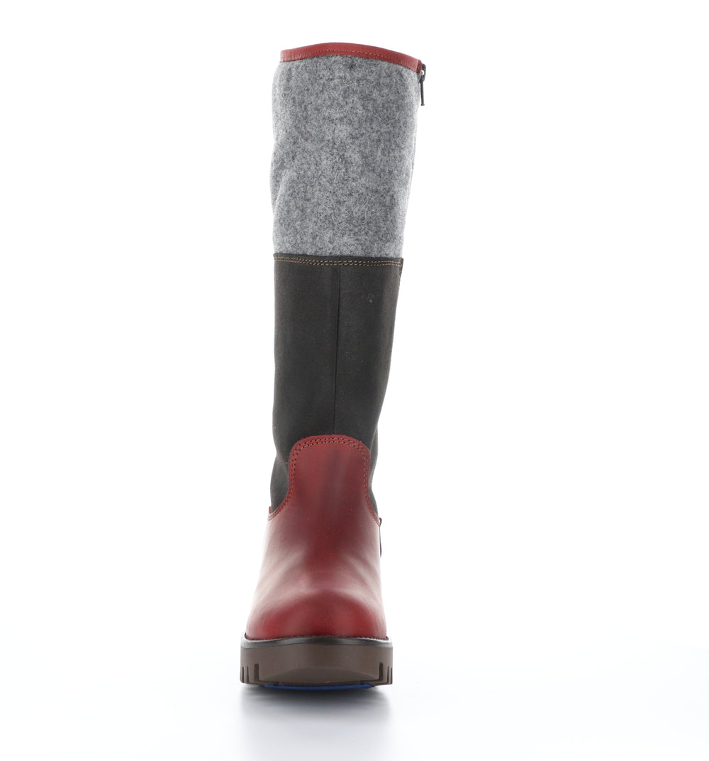 GOOSE PRIMA Red/Grey Zip Up Boots|GOOSE PRIMA Bottes avec Fermeture Zippée in Rouge