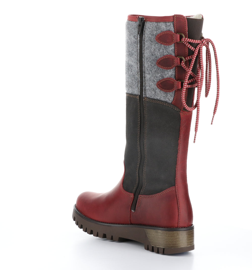 GOOSE PRIMA Red/Grey Zip Up Boots|GOOSE PRIMA Bottes avec Fermeture Zippée in Rouge