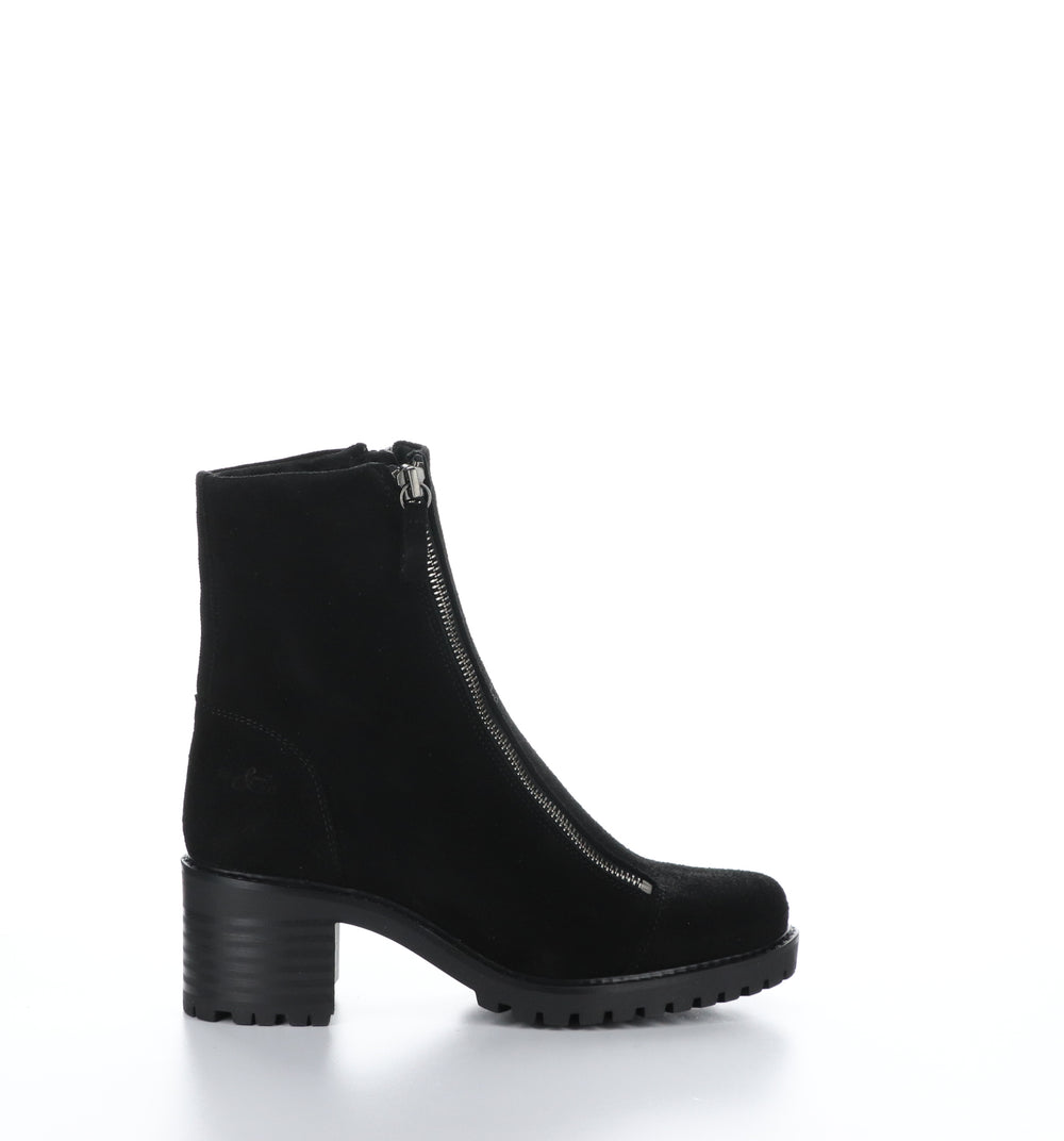 INGLE Black Suede Zip Up Boots|INGLE Bottes avec Fermeture Zippée in Noir