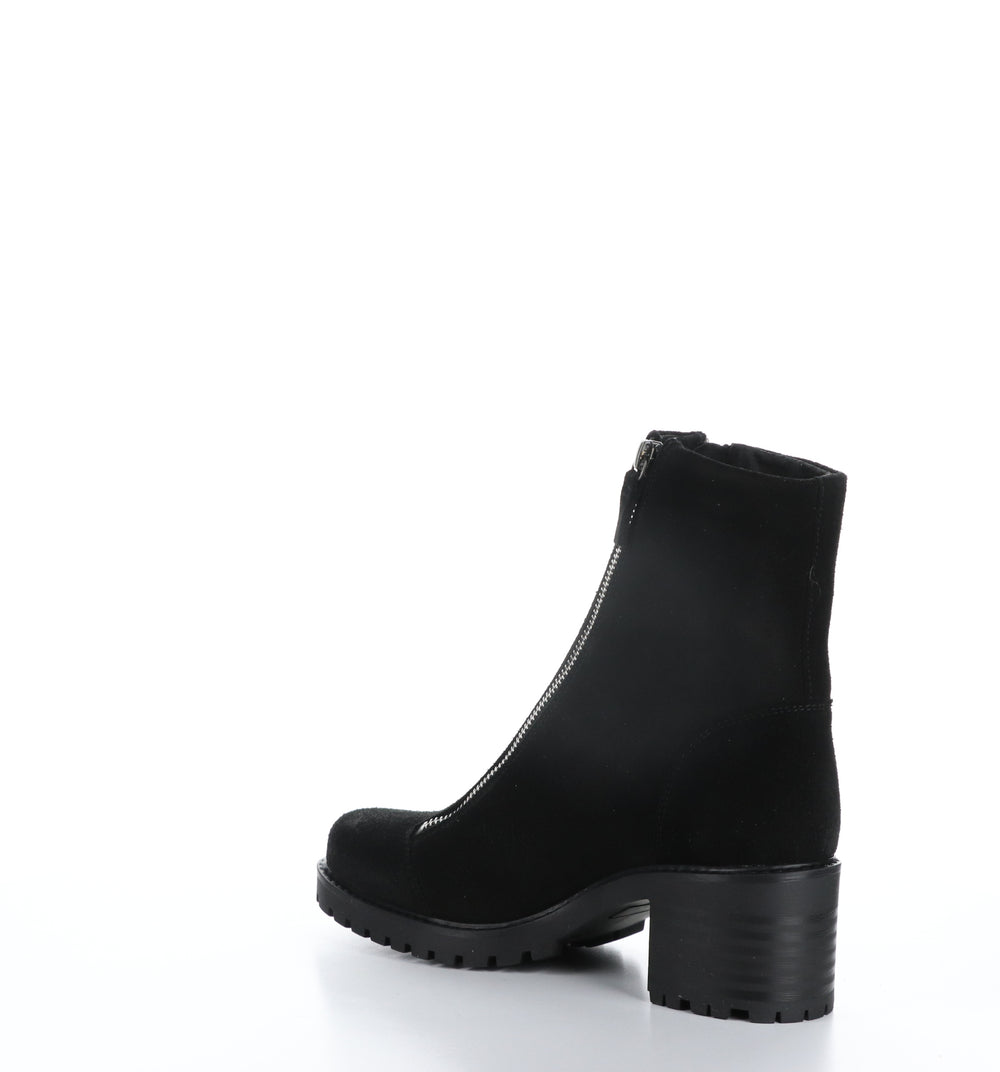 INGLE Black Suede Zip Up Boots|INGLE Bottes avec Fermeture Zippée in Noir