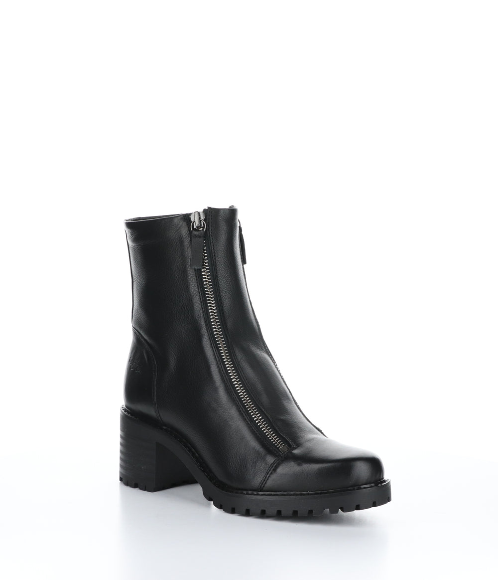INGLE Black Leather Zip Up Boots|INGLE Bottes avec Fermeture Zippée in Noir