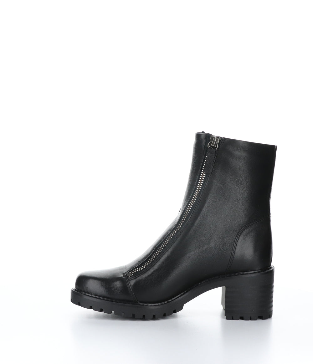 INGLE Black Leather Zip Up Boots|INGLE Bottes avec Fermeture Zippée in Noir