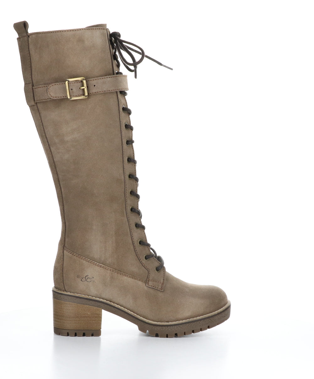 MOKY TAUPE Round Toe Boots