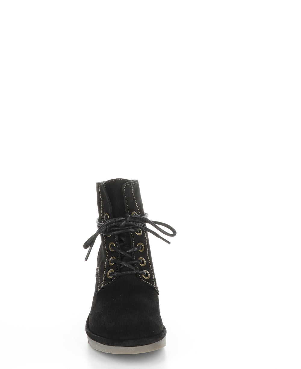 NERO257FLY Black Round Toe Ankle Boots|NERO257FLY Bottines à Bout Rond in Noir