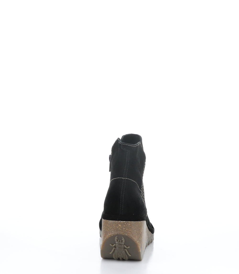 NILO256FLY Black Zip Up Ankle Boots|NILO256FLY Bottines avec Fermeture Zippée in Noir