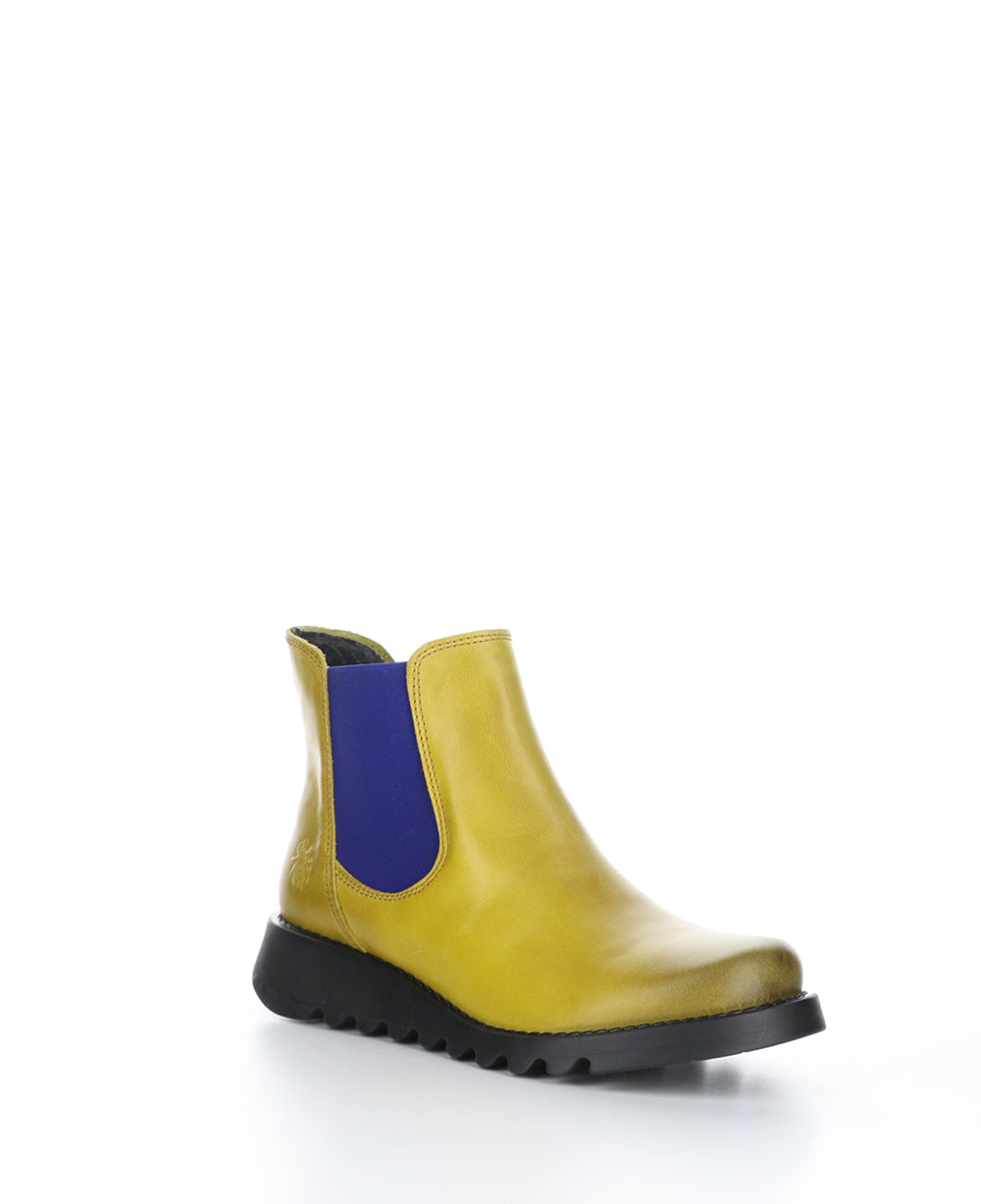 SALV Mustard Round Toe Ankle Boots|SALV Bottines à Bout Rond in Jaune