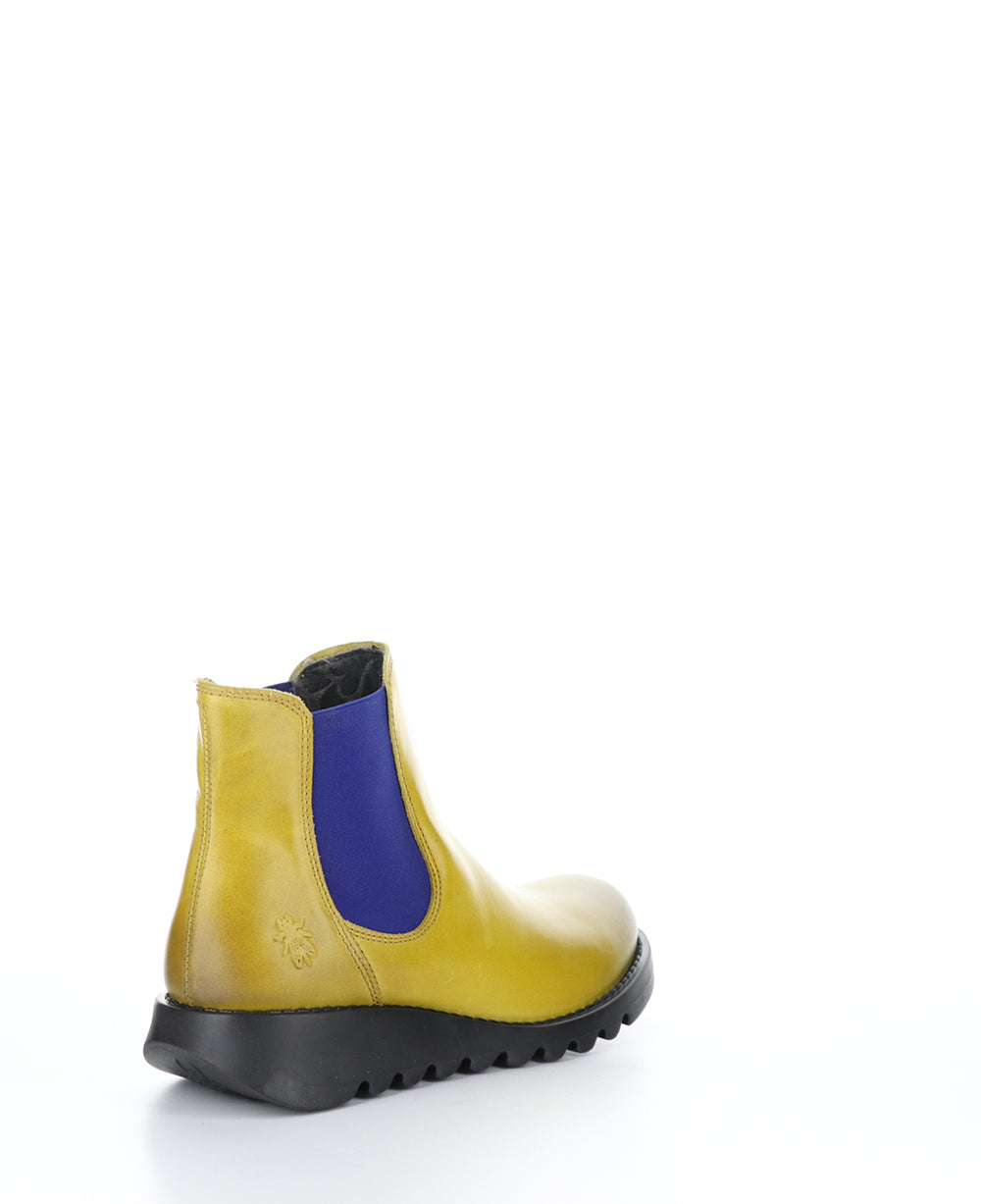 SALV Mustard Round Toe Ankle Boots|SALV Bottines à Bout Rond in Jaune