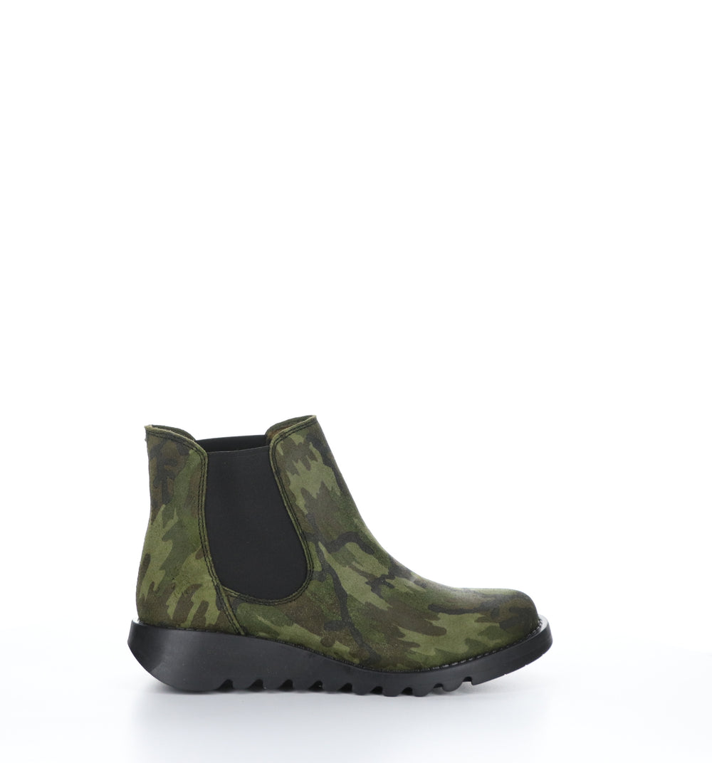 SALV195FLY Military Green Round Toe Ankle Boots|SALV195FLY Bottines à Bout Rond in Vert