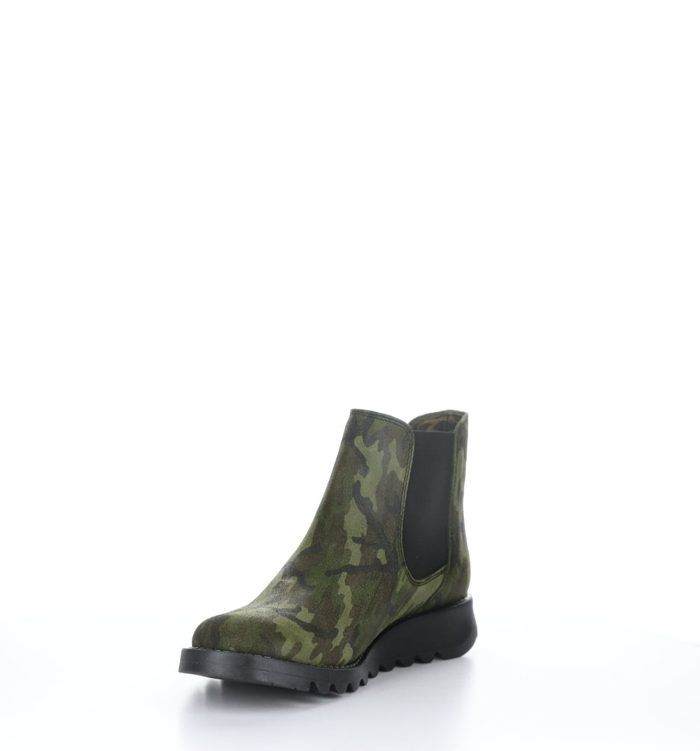 SALV195FLY Military Green Round Toe Ankle Boots|SALV195FLY Bottines à Bout Rond in Vert