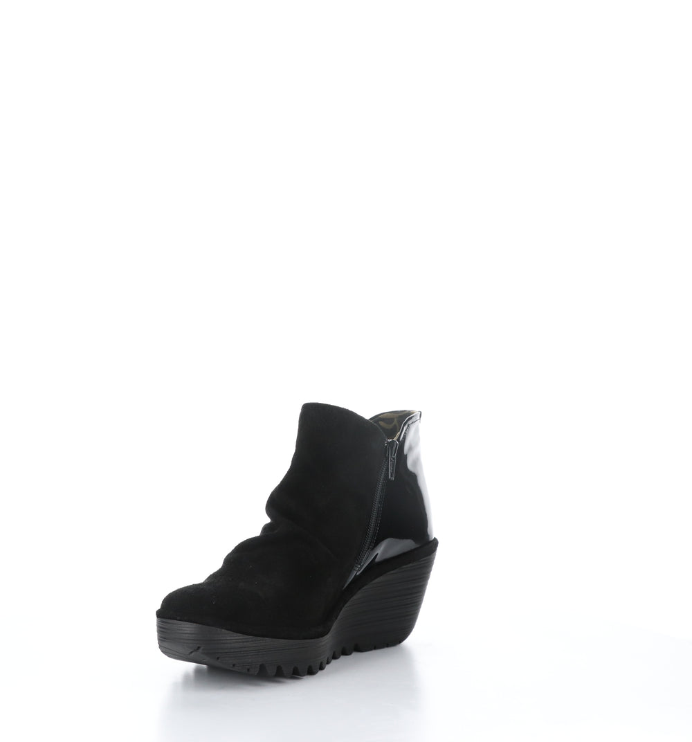 YAMY266FLY Black Zip Up Ankle Boots|YAMY266FLY Bottines avec Fermeture Zippée in Noir