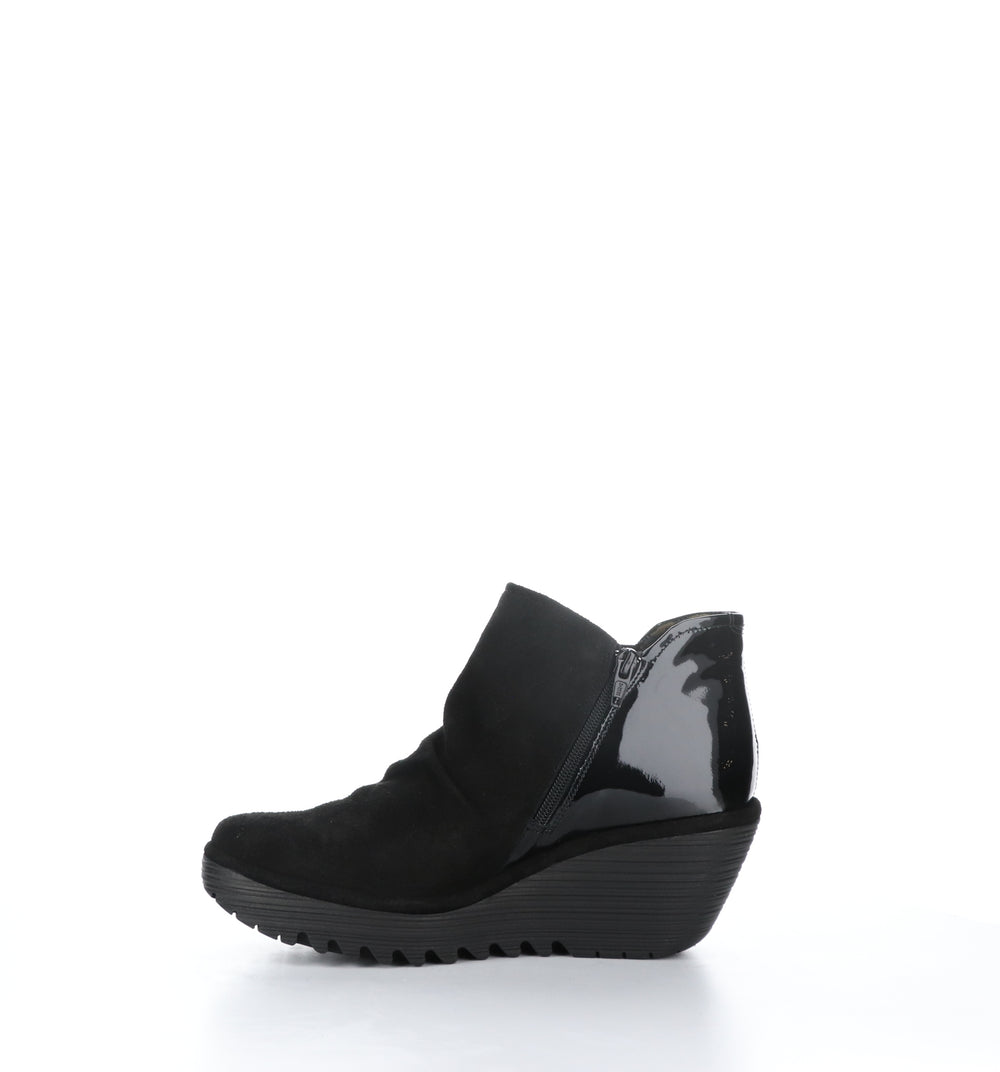 YAMY266FLY Black Zip Up Ankle Boots|YAMY266FLY Bottines avec Fermeture Zippée in Noir
