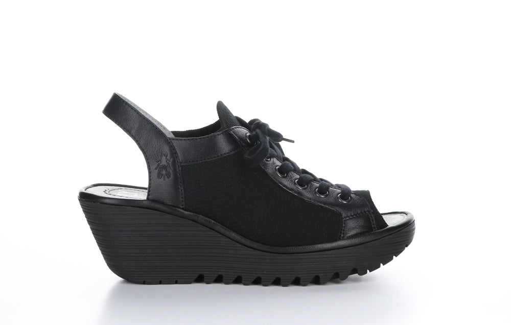 YEDU158FLY Black (Black Sole) Lace-up Sandals|YEDU158FLY Sandales à Lacets in Noir