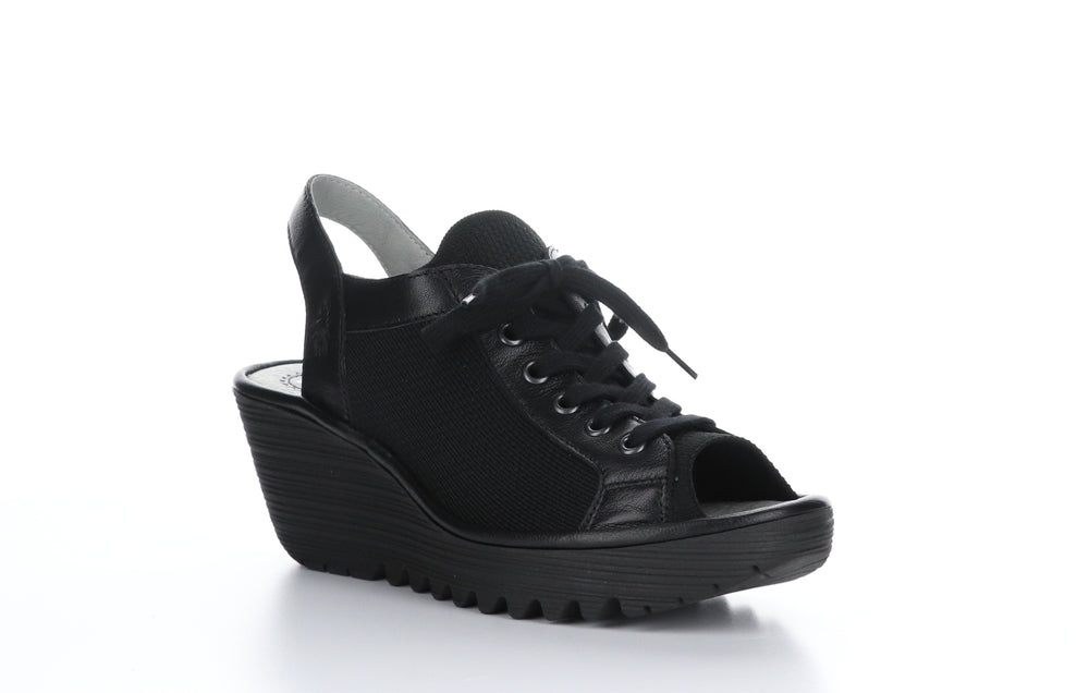 YEDU158FLY Black (Black Sole) Lace-up Sandals|YEDU158FLY Sandales à Lacets in Noir