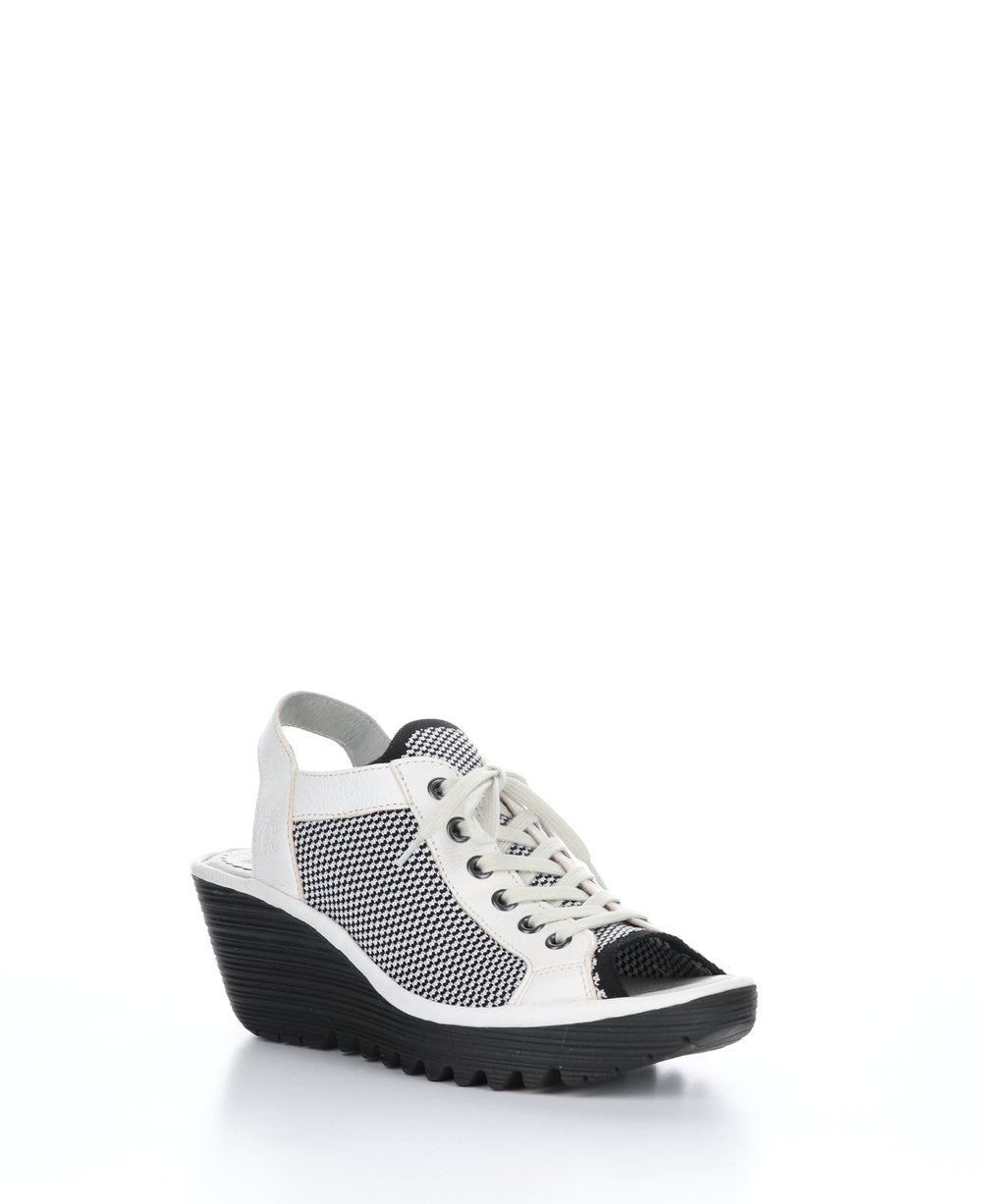 YEDU158FLY 012 WHITE/BLACK Round Toe Sandals