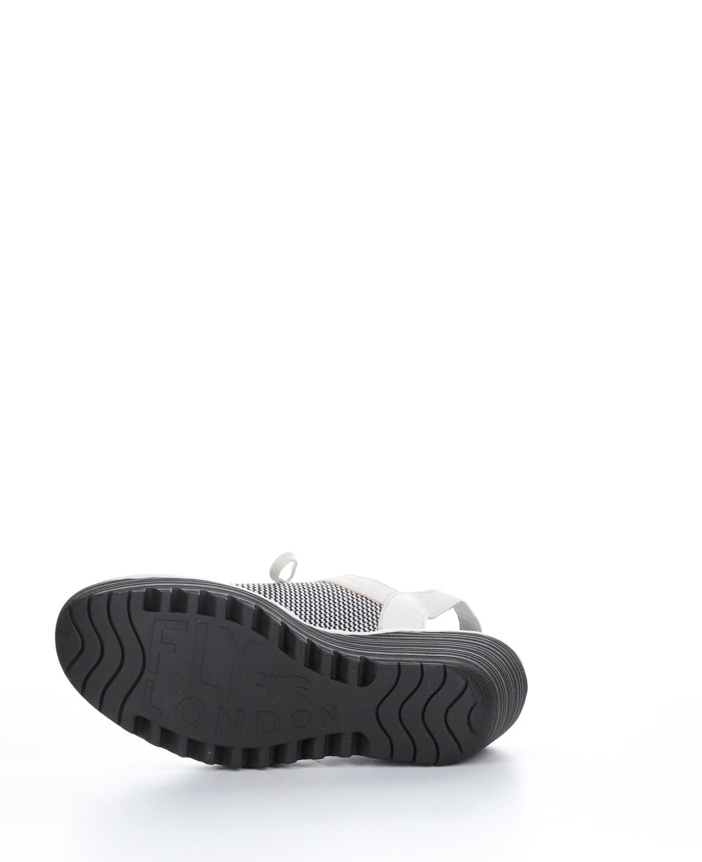 YEDU158FLY 012 WHITE/BLACK Round Toe Sandals