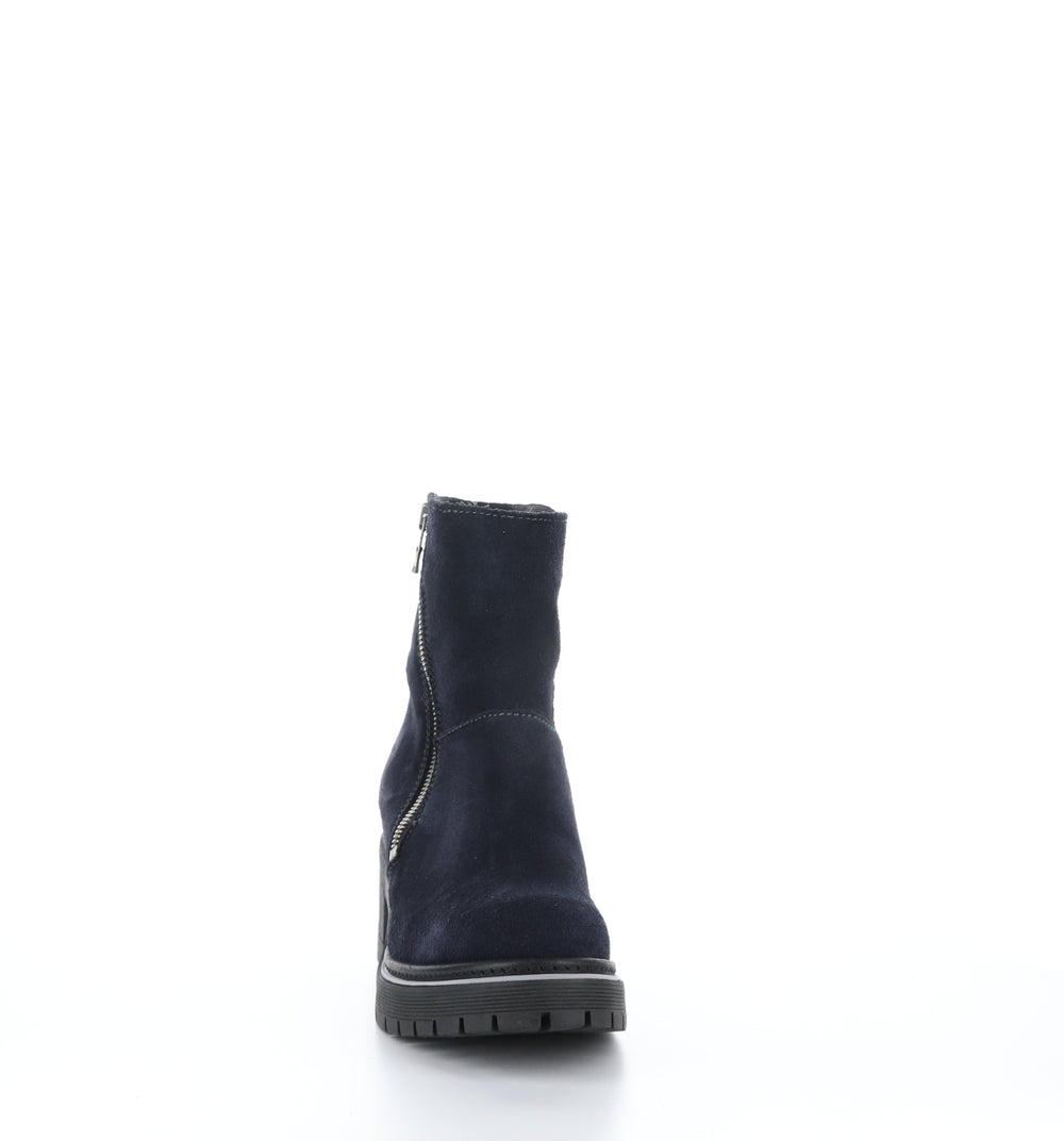 ZAP Navy Zip Up Ankle Boots|ZAP Bottines avec Fermeture Zippée in Bleu