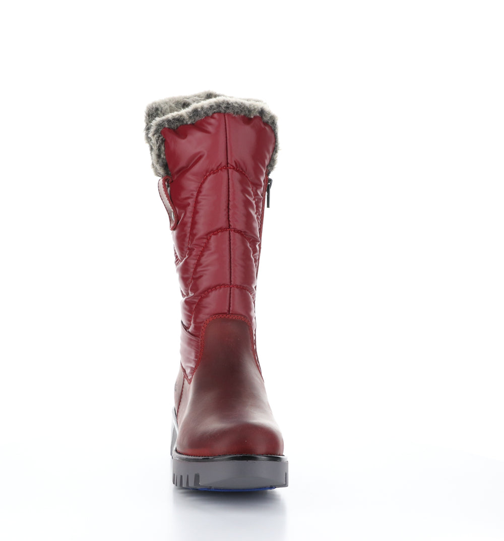 ASTRID Red/Greyblack Zip Up Boots|ASTRID Bottes avec Fermeture Zippée in Rouge