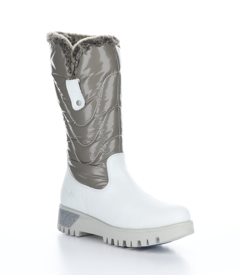 ASTRID White/Grey/Greywhite Zip Up Boots|ASTRID Bottes avec Fermeture Zippée in Blanc