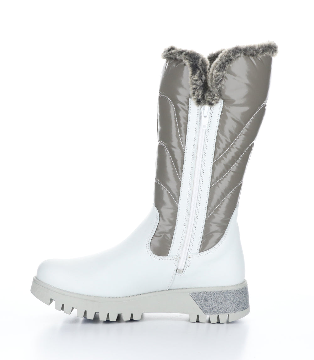 ASTRID White/Grey/Greywhite Zip Up Boots|ASTRID Bottes avec Fermeture Zippée in Blanc