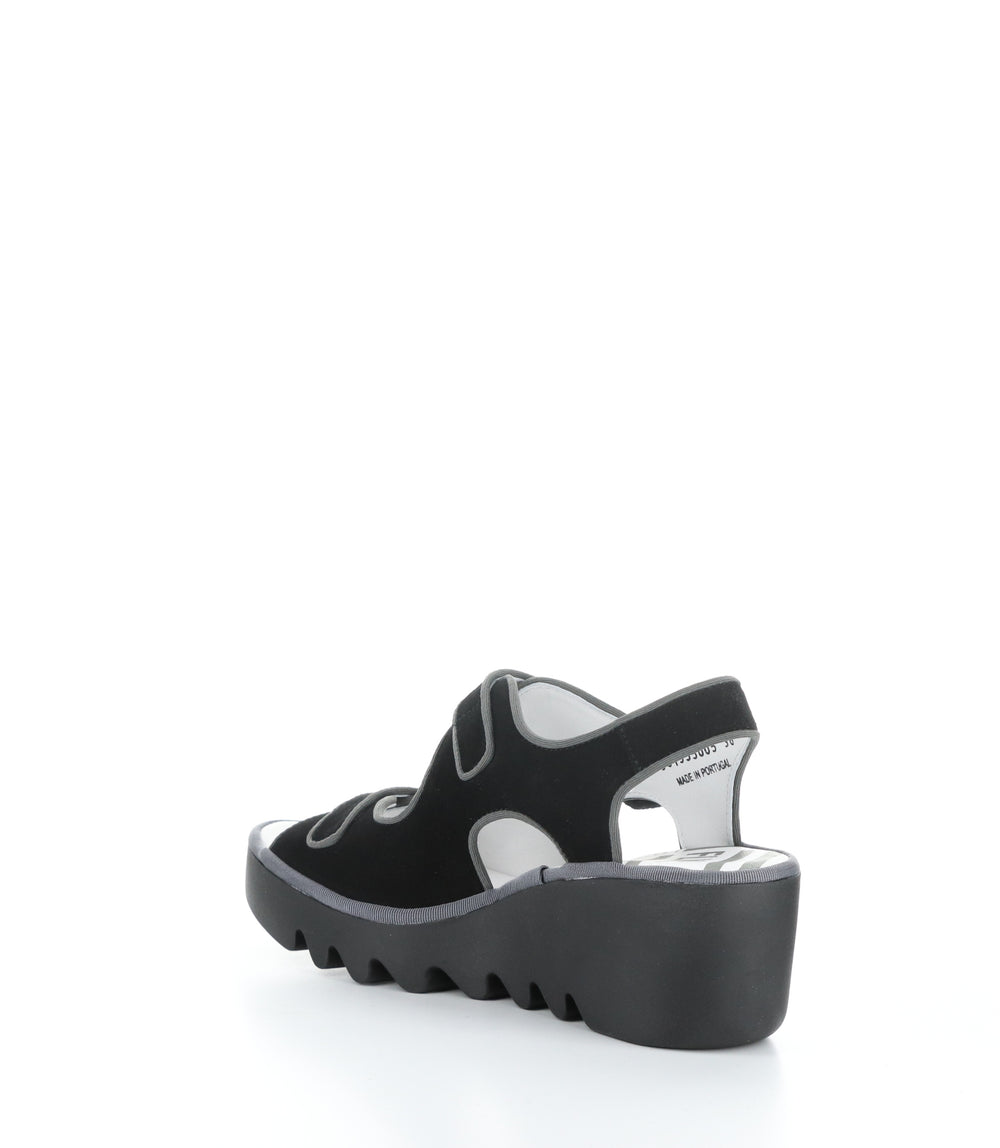 BARA355FLY BLACK SUEDE Wedge Sandals