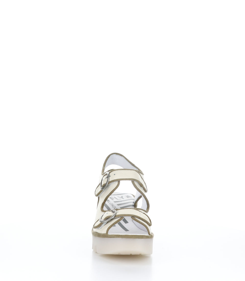BARA355FLY OFF WHITE Wedge Sandals|BARA355FLY Chaussures à Bout Rond in Blanc