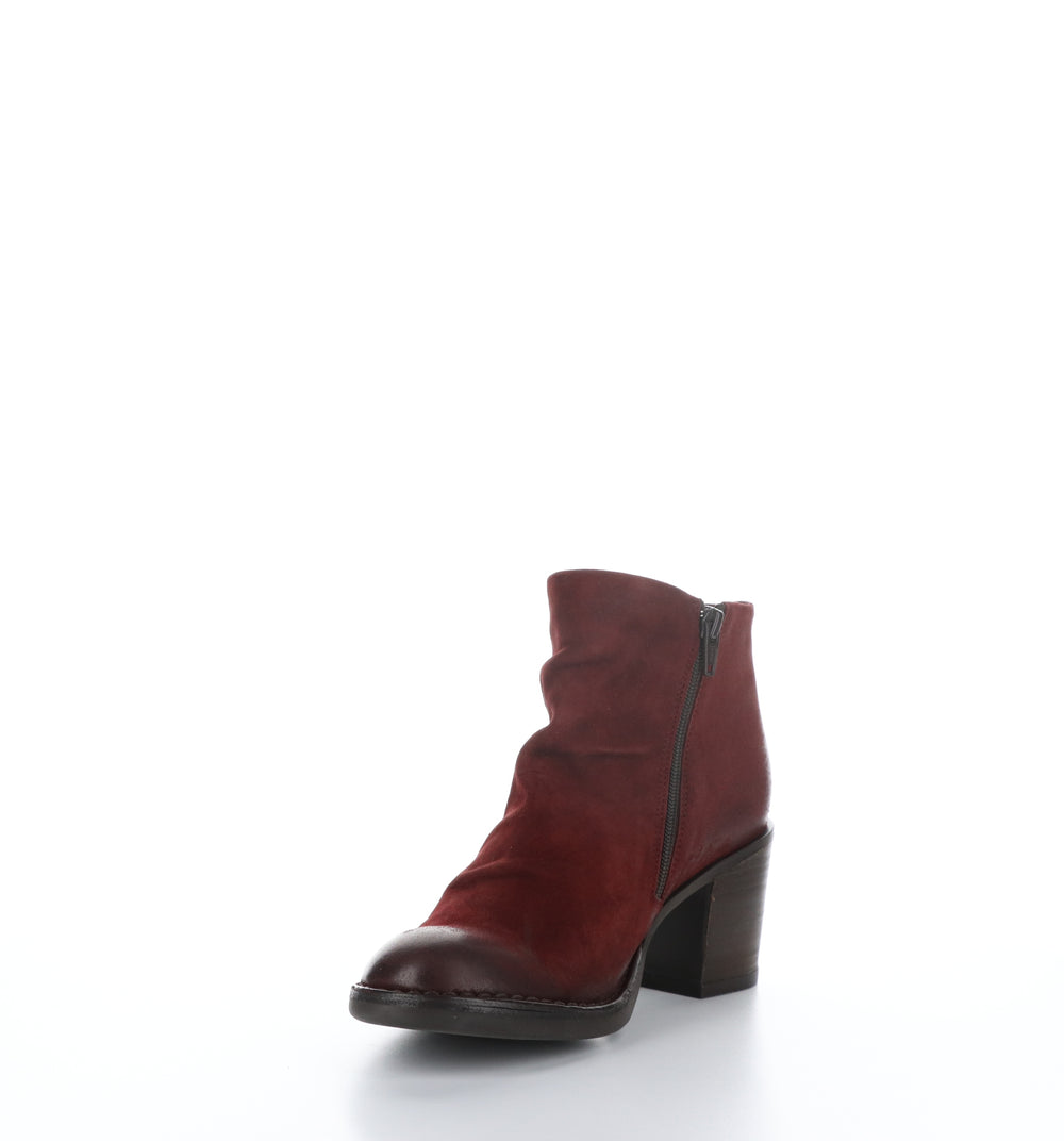 BELL061FLY Dk Red Zip Up Ankle Boots|BELL061FLY Bottines avec Fermeture Zippée in Rouge