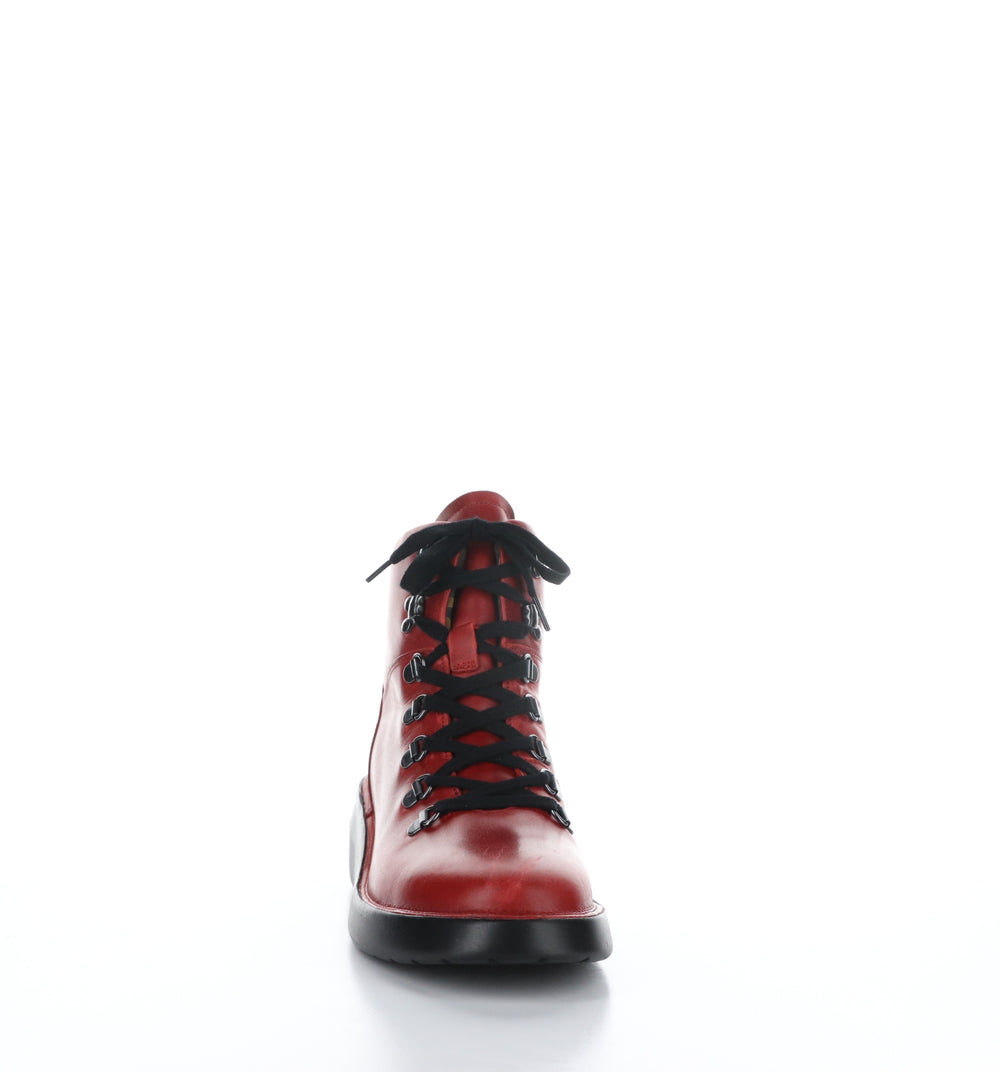 BIKA501FLY Red Round Toe Ankle Boots|BIKA501FLY Bottines à Bout Rond in Rouge