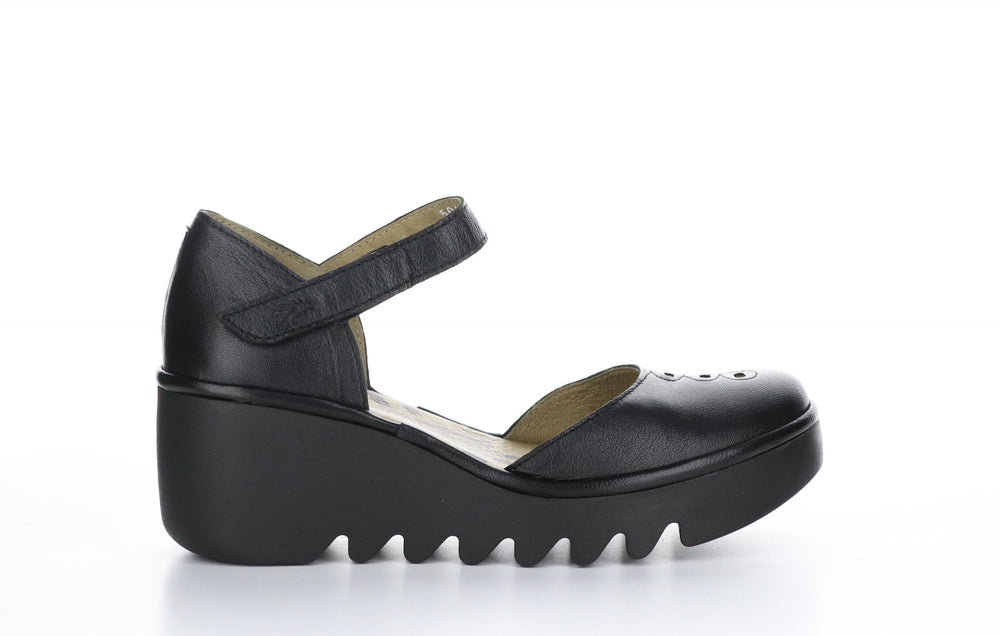 BISO305FLY Mousse Black Ankle Strap Sandals|BISO305FLY Sandales à Bride Cheville in Noir