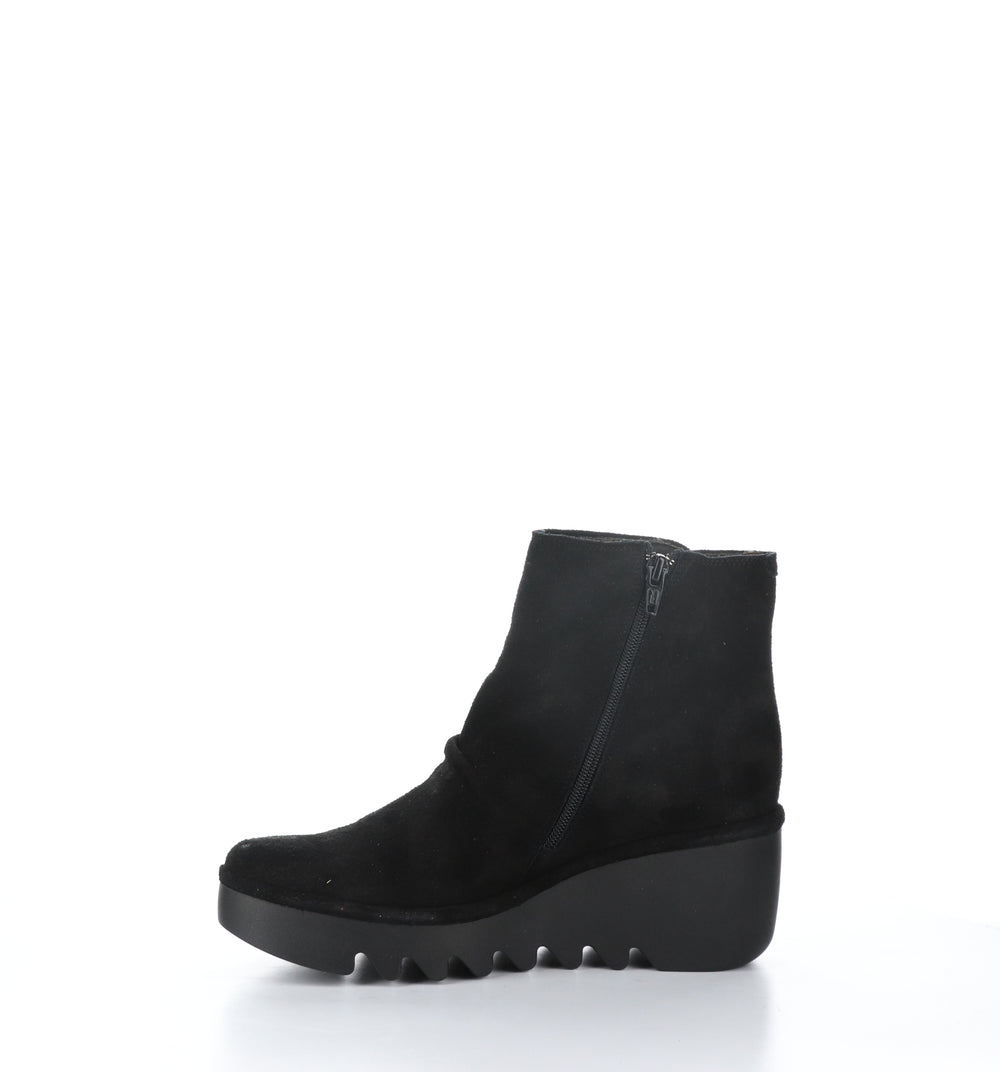 BROM344FLY Black Zip Up Ankle Boots|BROM344FLY Bottines avec Fermeture Zippée in Noir