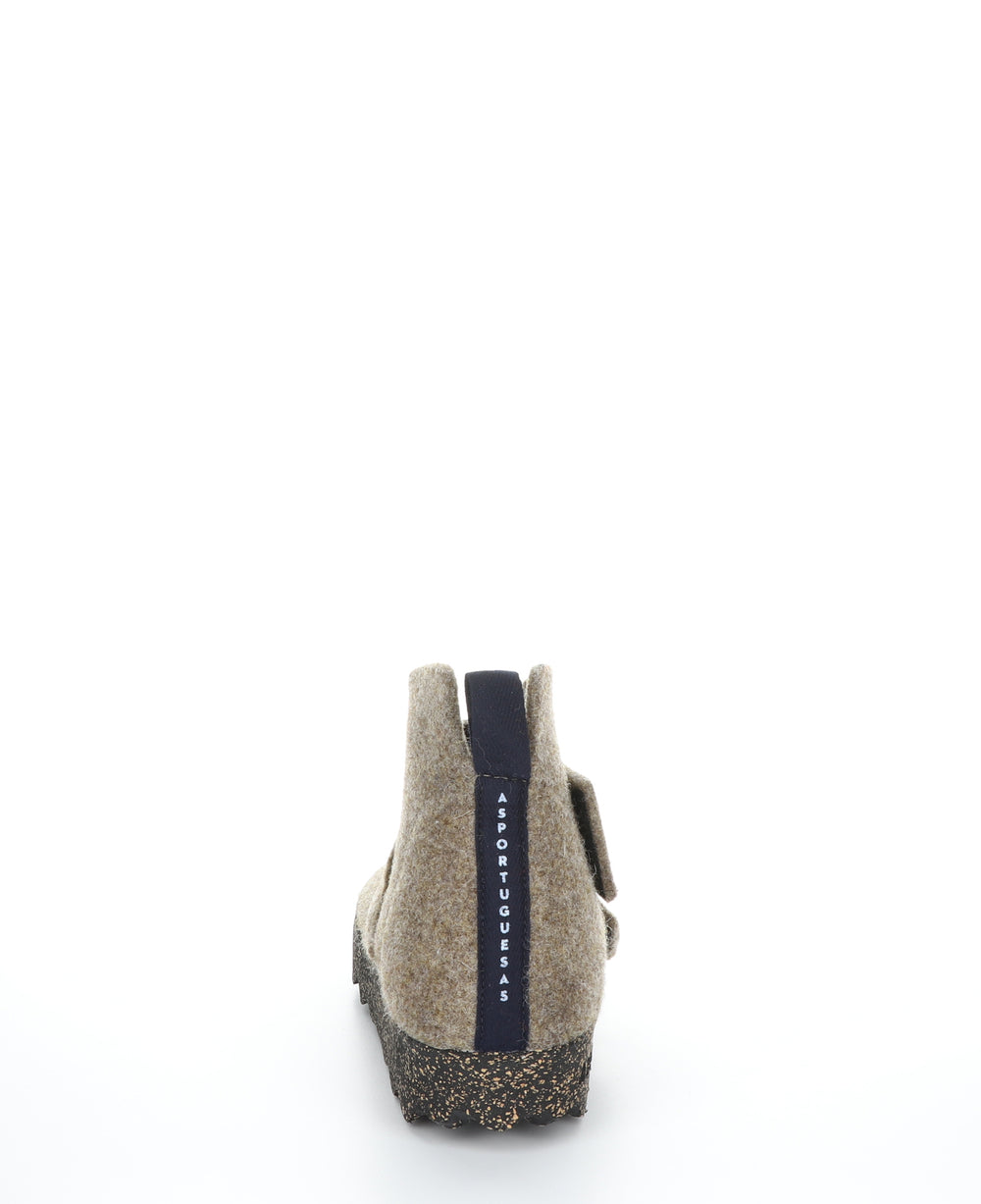 CASE L Taupe Velcro Boots|CASE L Bottines à Bout Rond in Beige