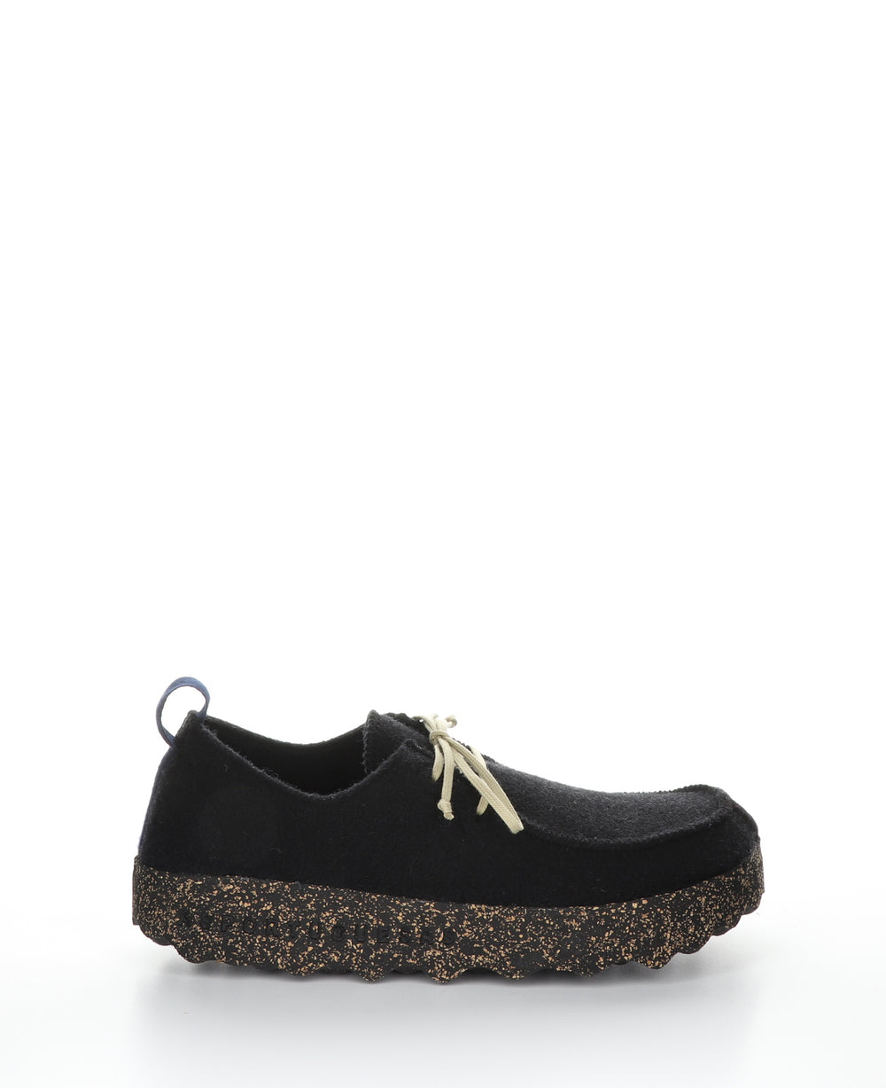 CHAT L Black Lace-up Shoes|CHAT L Chaussures à Bout Rond in Noir