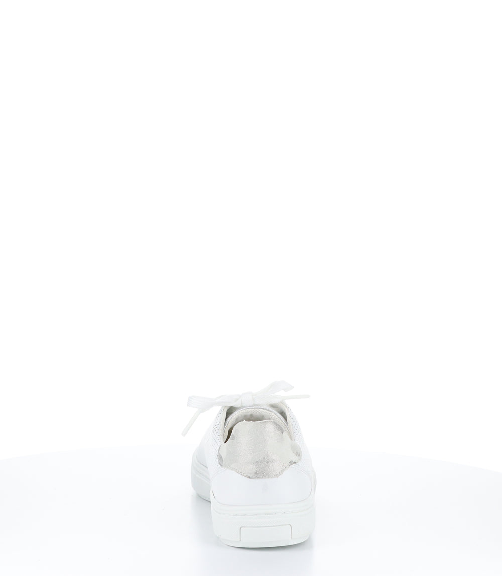 CHERISE SILVER/OFF WHITE Round Toe Trainers|CHERISE Baskets à Lacets in Argent