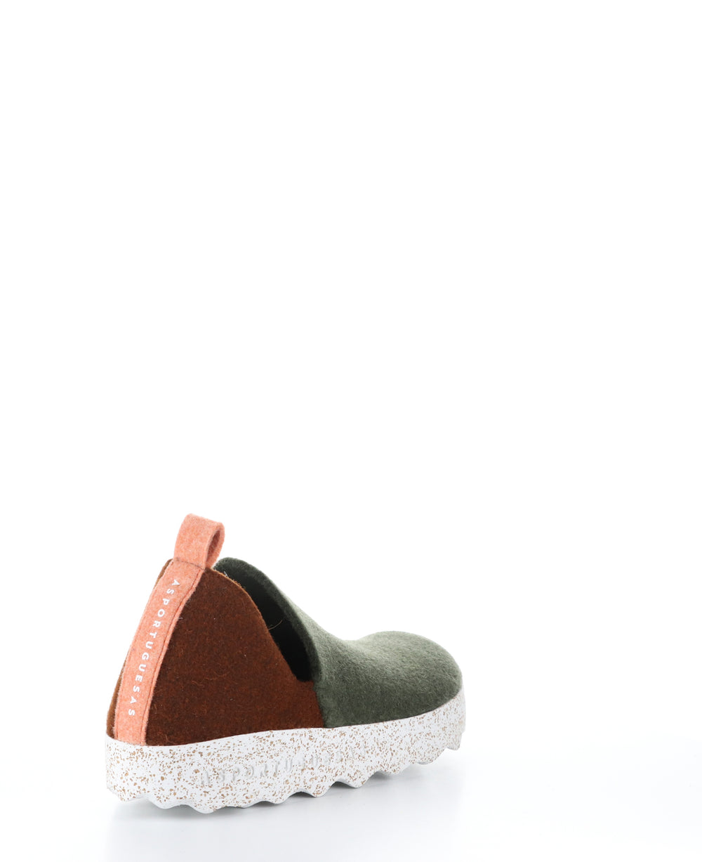 CITY086ASP Mil Grn/Brn/Tang Round Toe Shoes|CITY086ASP Chaussures à Bout Rond in Vert