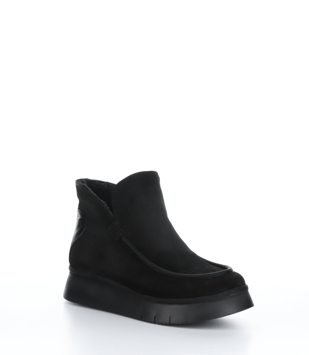COZE348FLY Black Round Toe Ankle Boots|COZE348FLY Bottines à Bout Rond in Noir
