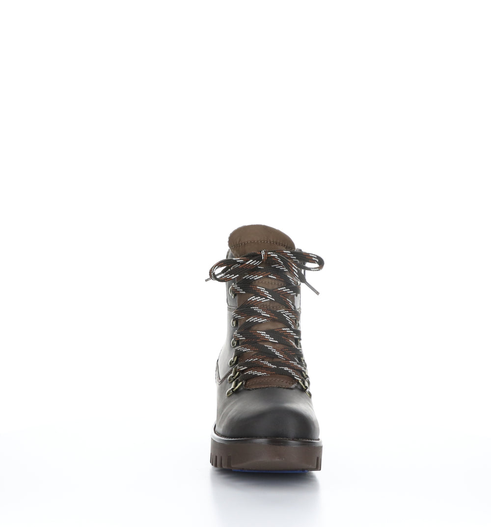 GATOR PRIMA Dk Brown/Tan Zip Up Ankle Boots|GATOR PRIMA Bottines avec Fermeture Zippée in Marron